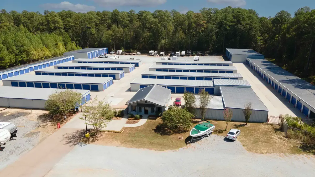 drone image of storage facility